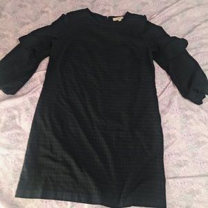 LOFT statement sleeve navy and forest green dress